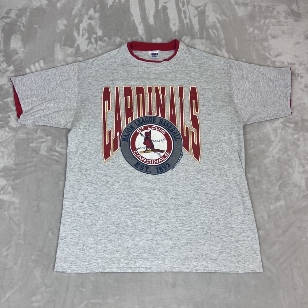 Vintage St Louis Cardinals Shirt Adult XL Slim Gray Layered 90s MLB Tee Retro